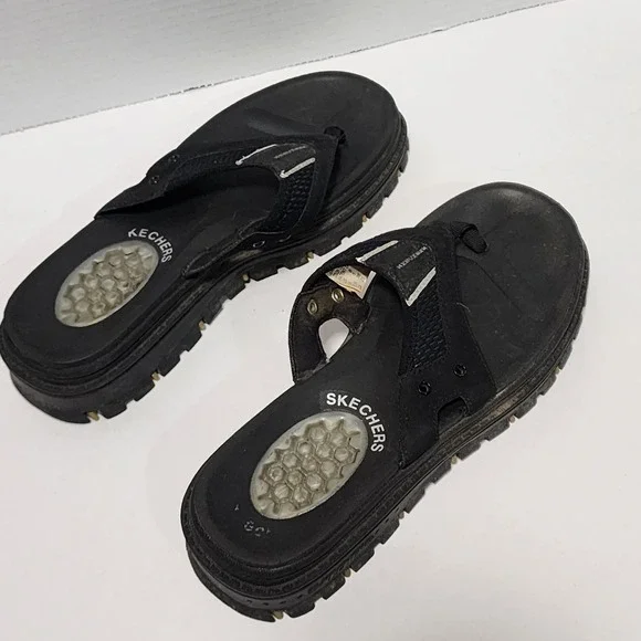 Skechers G-Tech Chunky Black Jammers‎ mens size 8 90s to Y2K
